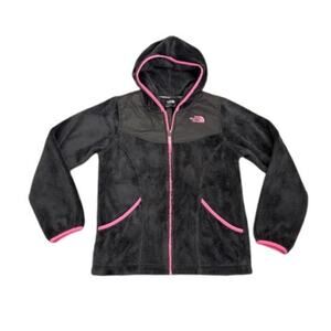 The North Face Zip Up Gray Pink Fleece Jacket Size Youth Girls Large (14/16)